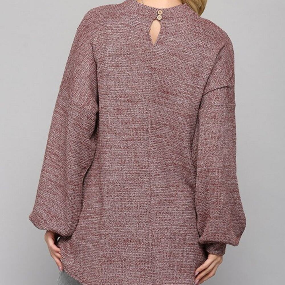 NWT Gigio Shirt Tunic Medium Long Sleeve Two Tone Waffle Knit Front Tie Top - Picture 3 of 4